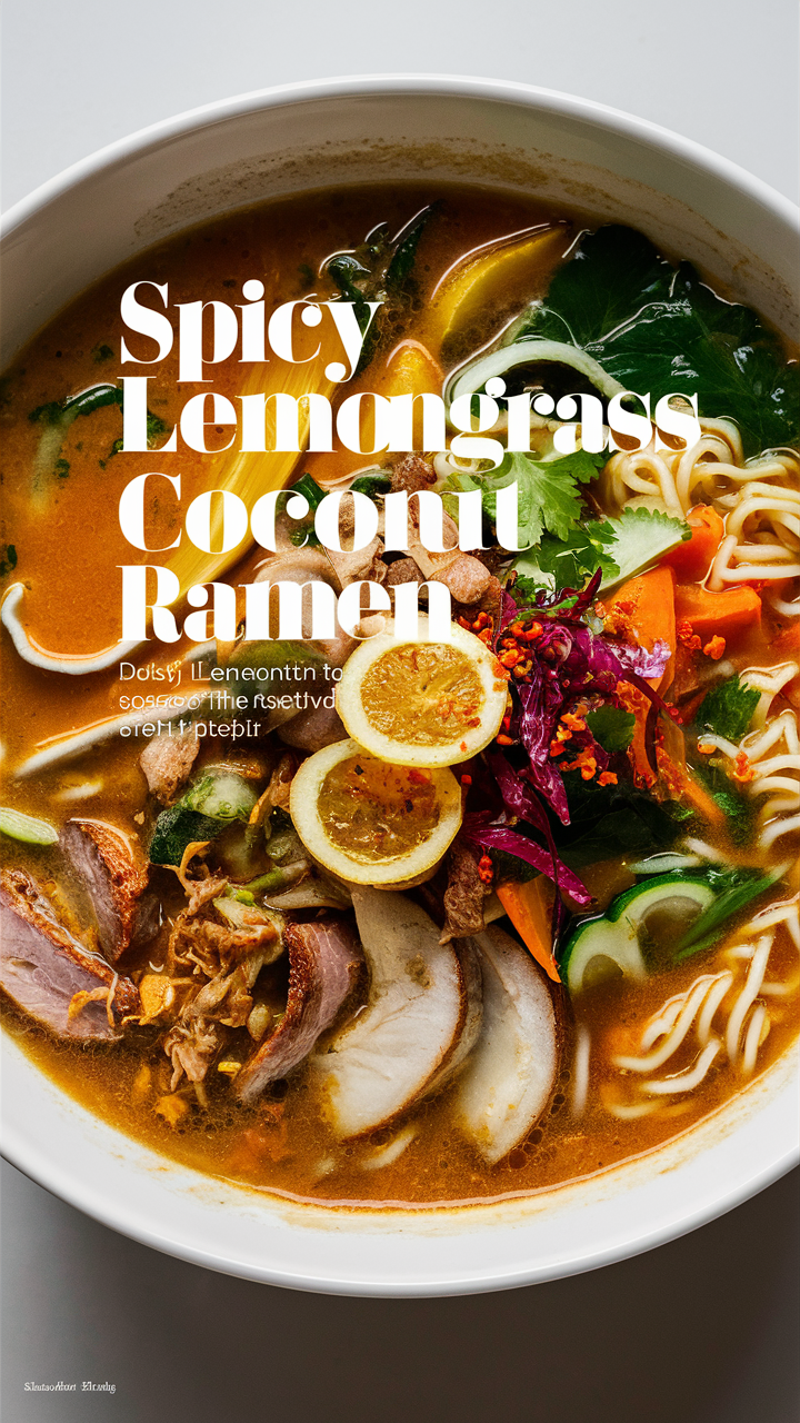 Spicy ramen, Coconut noodles, Lemongrass soup, Ramen bowl, Spicy coconut broth