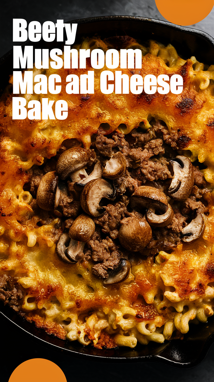 Beef and mushroom casserole, Creamy mushroom pasta bake, Cheesy beef and mushroom bake, Gourmet mac and cheese bake, Savory mushroom beef casserole