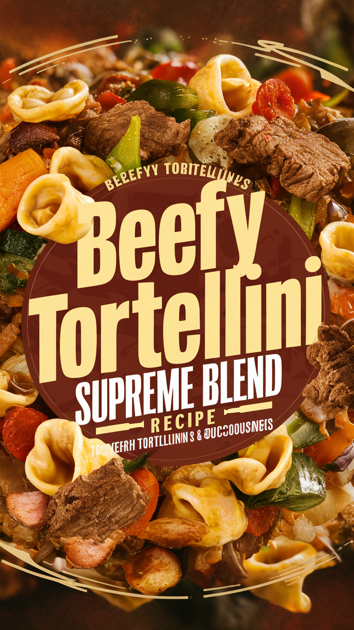 Beefy tortellini supreme, gourmet pasta dish, cheesy tortellini recipe, delicious pasta feast, savory pasta filling
