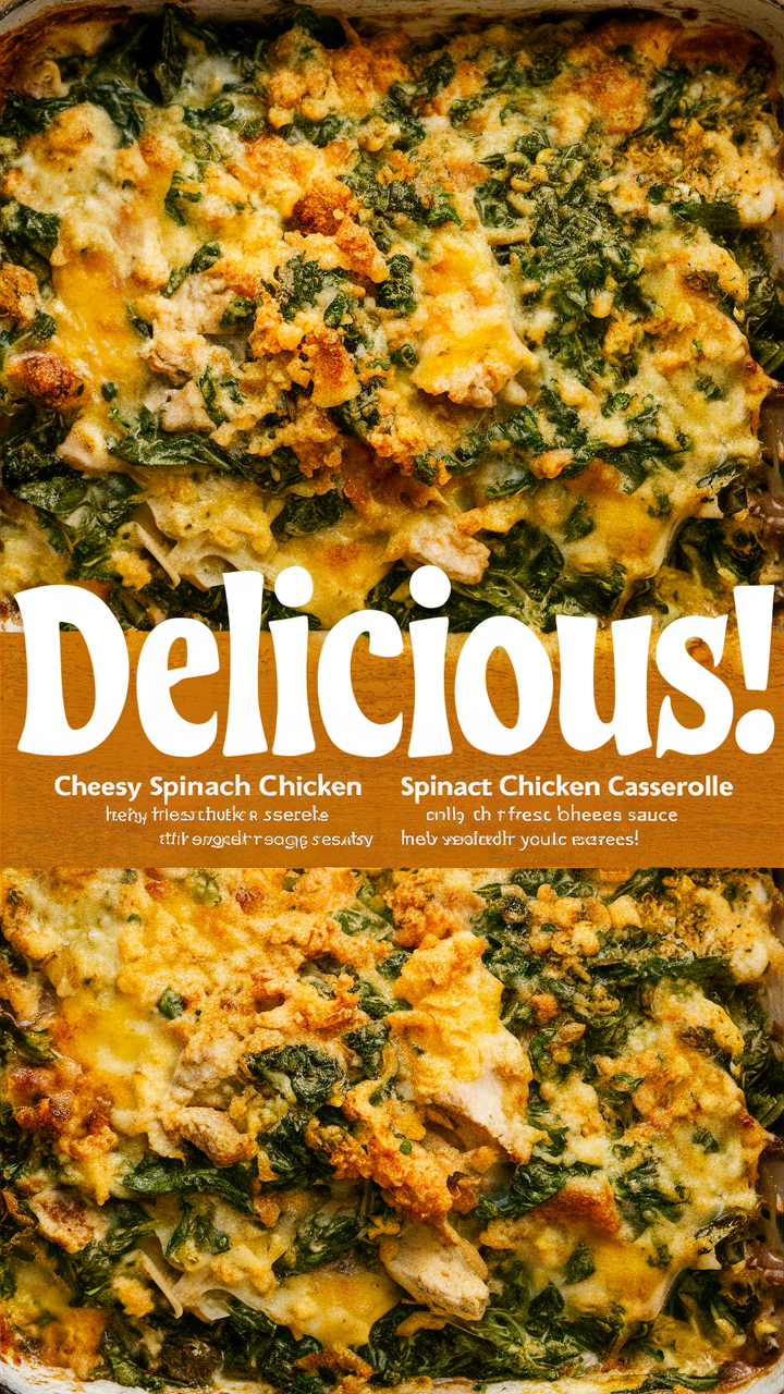 Cheesy chicken casserole, spinach casserole, chicken casserole recipe, homemade chicken casserole