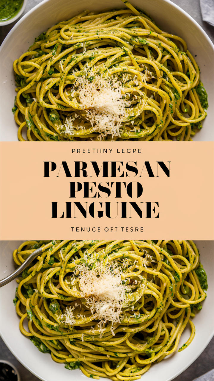 Parmesan Pesto Pasta, Linguine with Pesto, Gourmet Pasta Dish, Italian Pasta Recipe, Delicious Pasta Dinner
