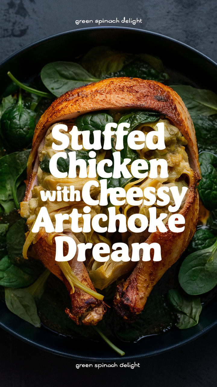 Stuffed chicken recipe, Artichoke chicken recipe, Cheesy spinach chicken, Spinach stuffed chicken breasts, Chicken artichoke bake