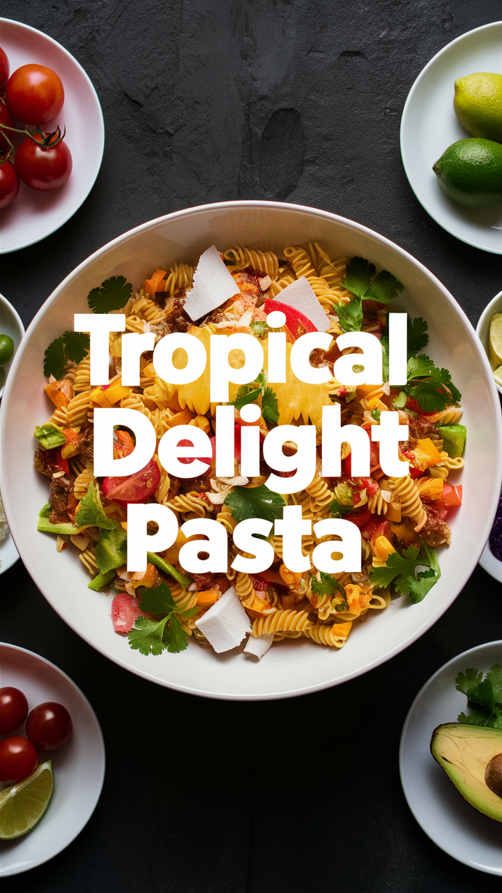 Tropical pasta recipe, 
Hawaiian pasta salad, 
Exotic pasta dishes, 
Caribbean pasta recipes, 
Tropical fusion pasta
