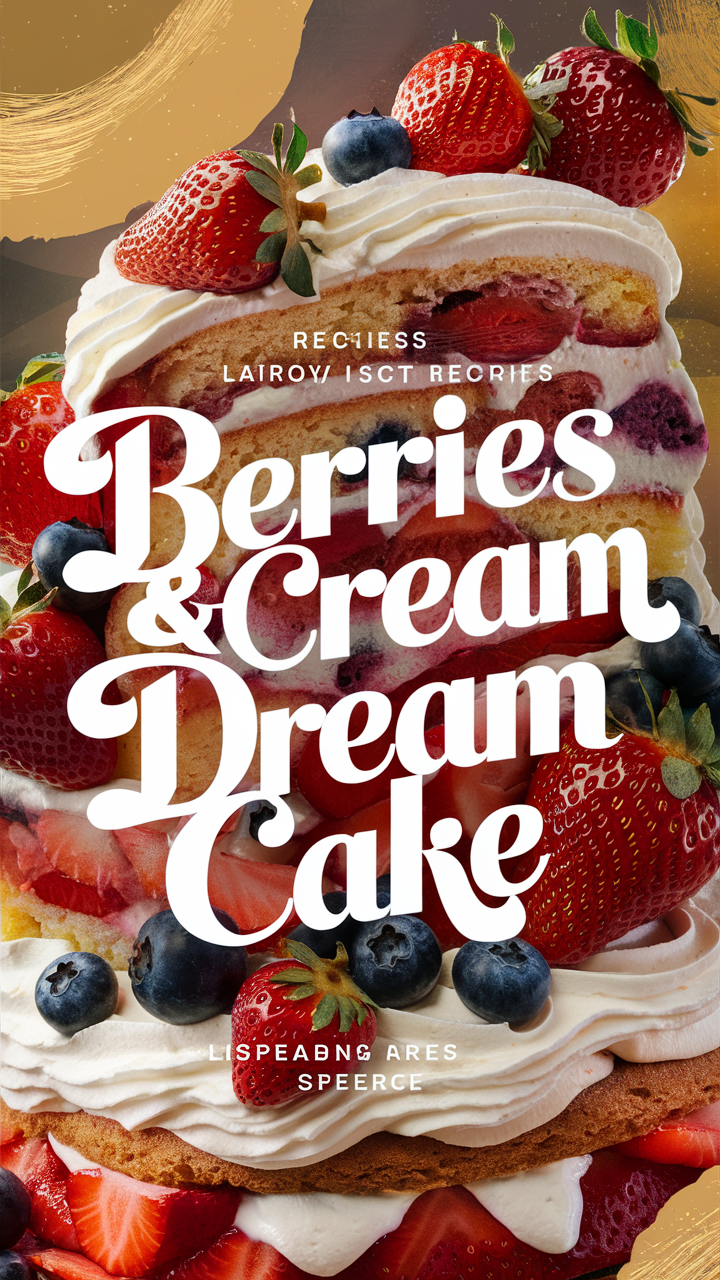 Berries and cream cake, Dream cake recipes, Delicious cream cake, Homemade dessert cake, Creamy berry cake