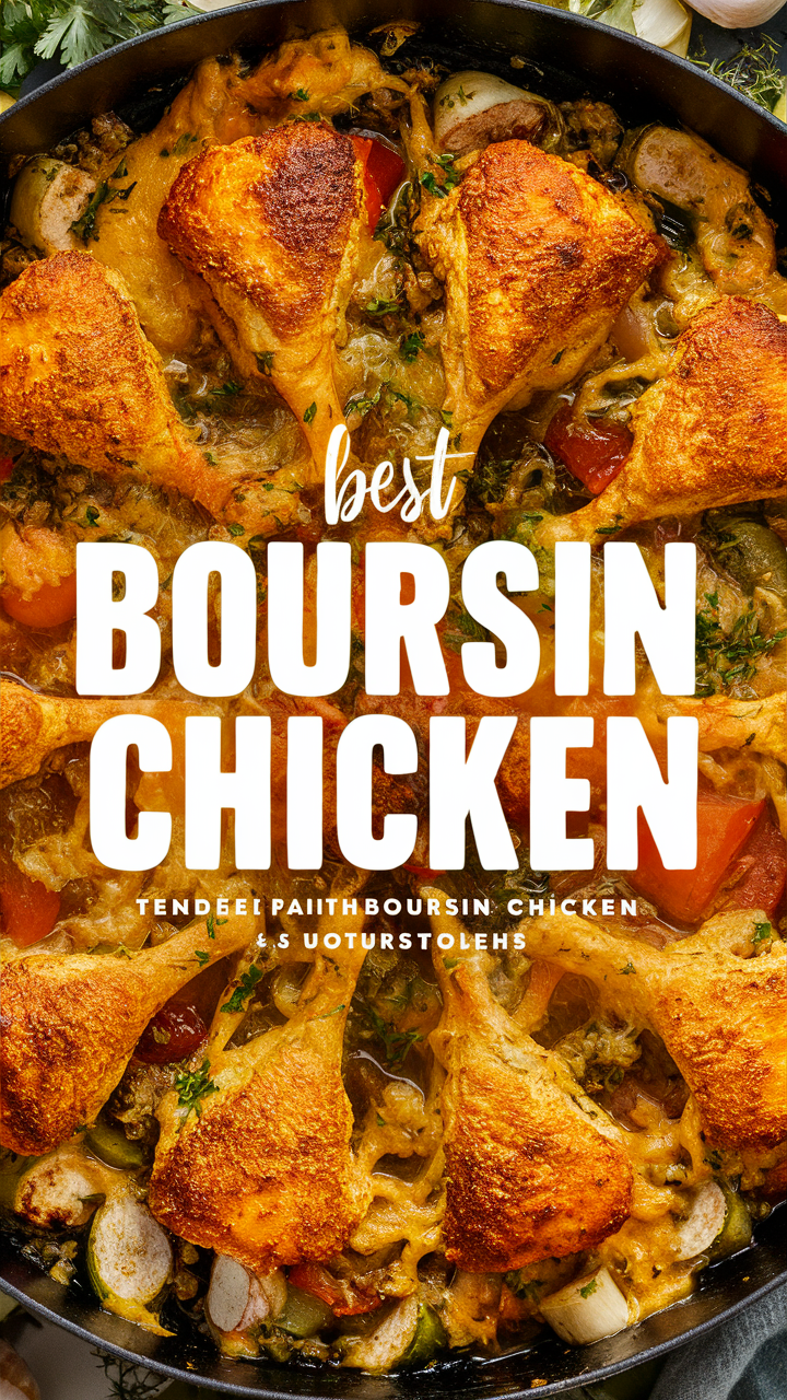 Boursin Chicken Recipe, Creamy Chicken Dinner, Gourmet Chicken Recipe, Herbed Chicken Dish, Delicious Chicken Entrée