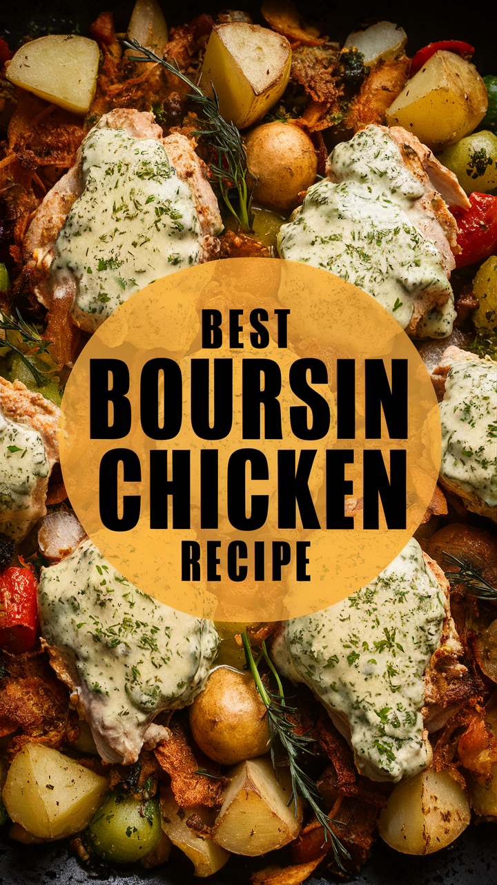Boursin Chicken Recipe, Creamy Chicken Dinner, Gourmet Chicken Recipe, Herbed Chicken Dish, Delicious Chicken Entrée