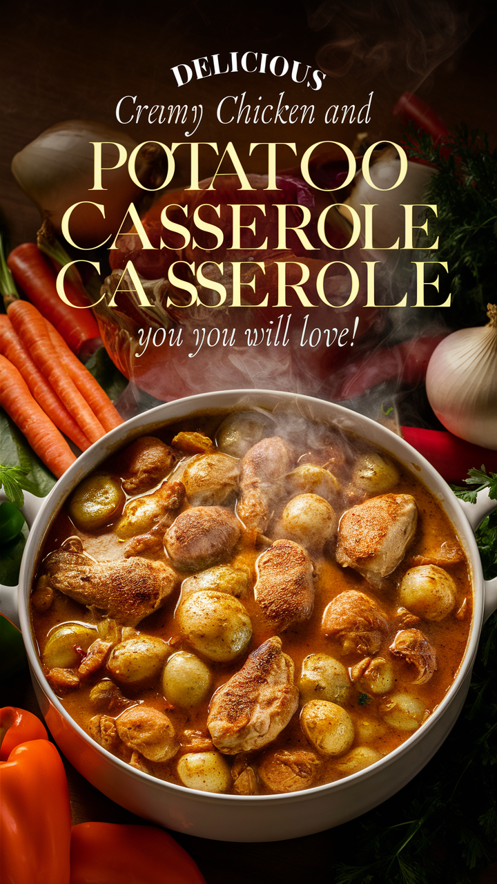 Creamy chicken casserole, Chicken potato casserole, Creamy potato casserole, Chicken casserole supreme, Potato casserole supreme