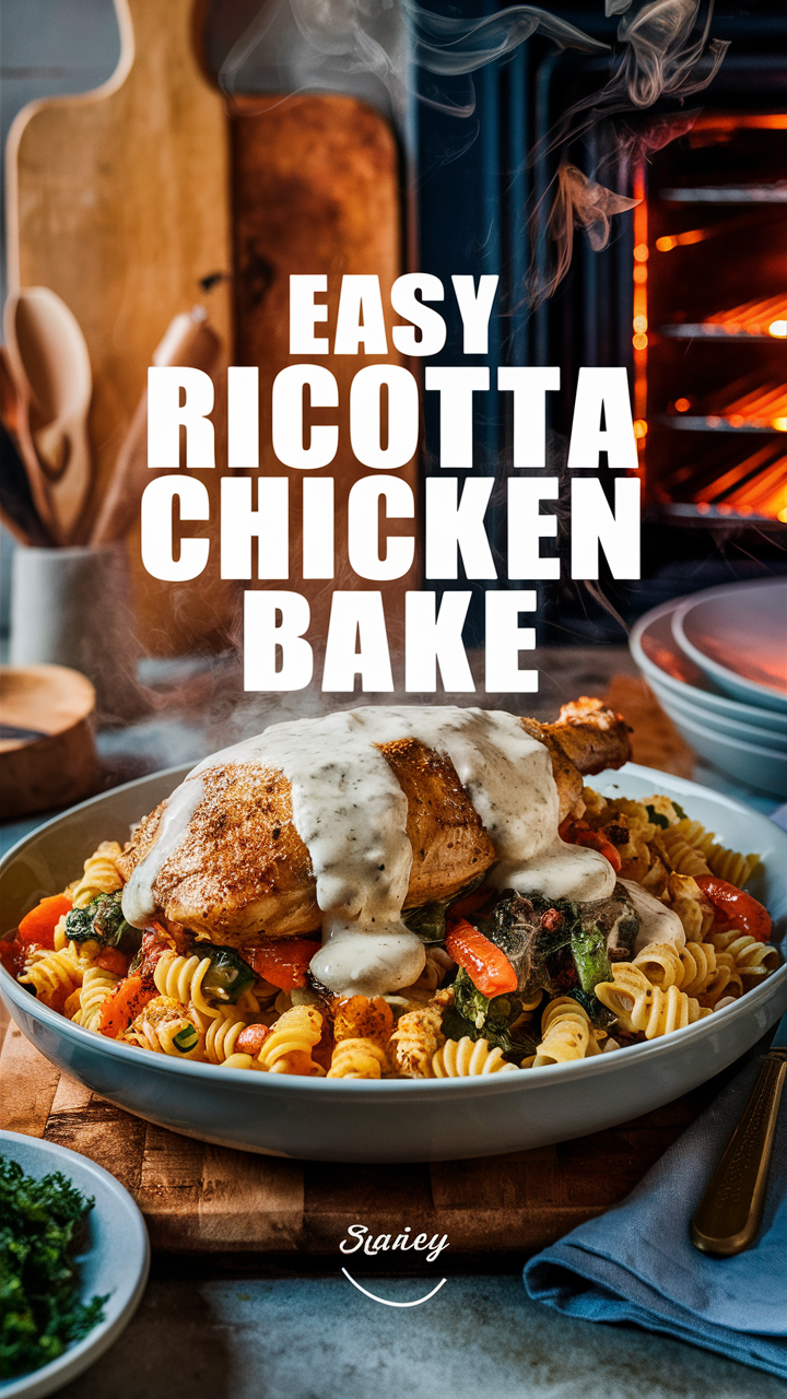 Ricotta chicken bake, Easy chicken bake recipe, Baked chicken with ricotta, Ricotta cheese chicken bake, Quick ricotta chicken recipe