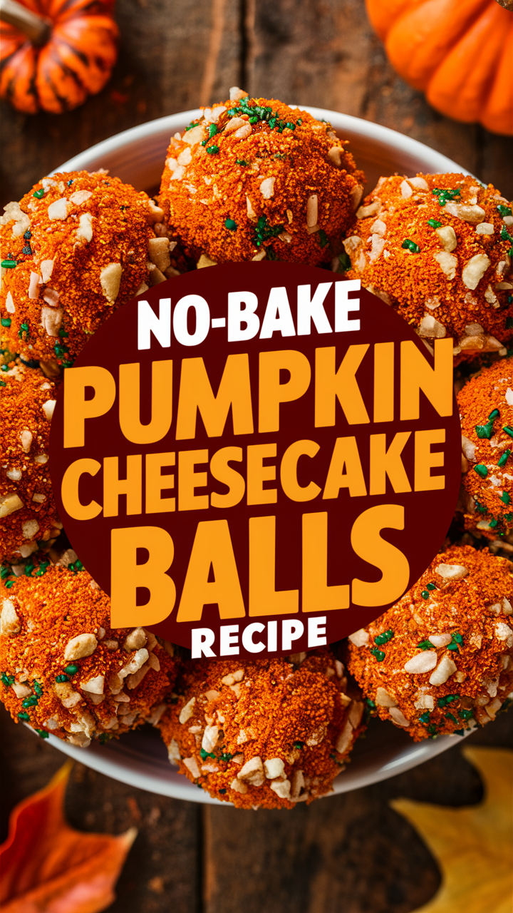 Pumpkin cheesecake recipe, Thanksgiving dessert ideas, Easy holiday dessert, No-bake pumpkin desserts, Festive cheesecake balls