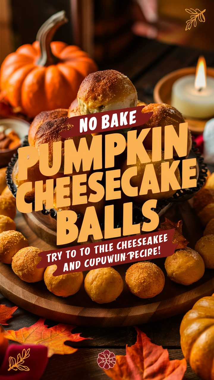 Pumpkin cheesecake recipe, Thanksgiving dessert ideas, Easy holiday dessert, No-bake pumpkin desserts, Festive cheesecake balls