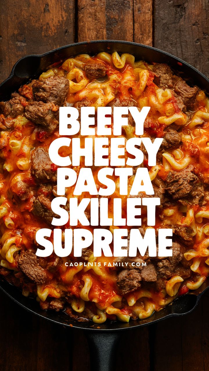 Beefy Pasta Skillet, Cheesy Skillet Supreme, Gourmet Pasta Skillet, Savory Cheesy Skillet, Delicious Beefy Pasta