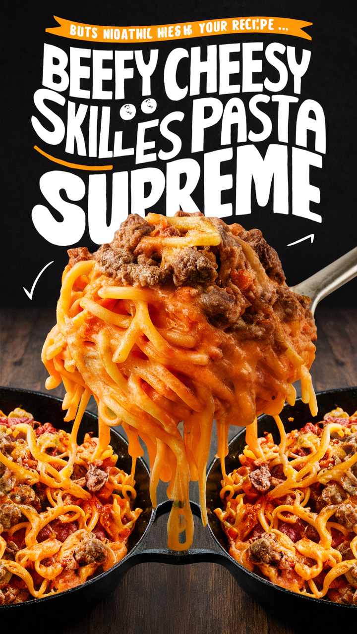 Beefy Pasta Skillet, Cheesy Skillet Supreme, Gourmet Pasta Skillet, Savory Cheesy Skillet, Delicious Beefy Pasta