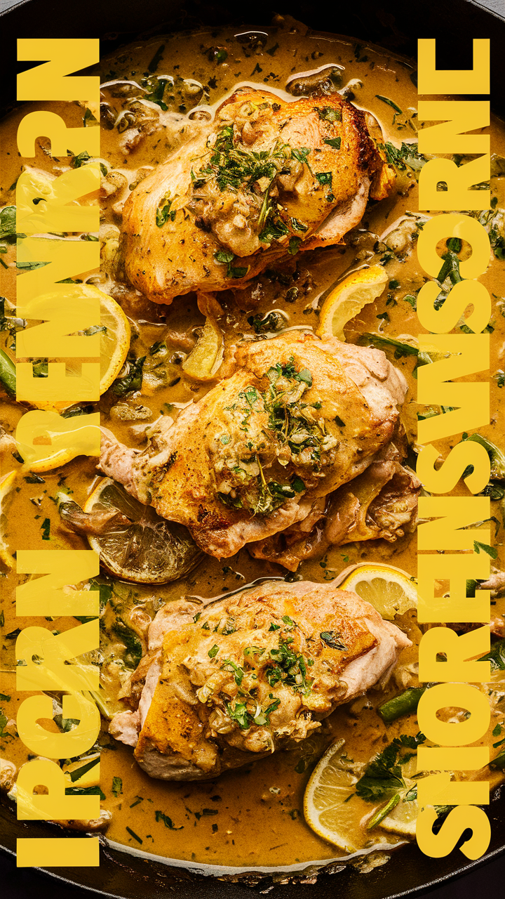 Creamy Lemon Chicken Recipe, Lemon Herb Chicken Skillet, Creamy Chicken Skillet Recipe, Lemon Herb Chicken Recipe, Creamy Lemon Herb Chicken