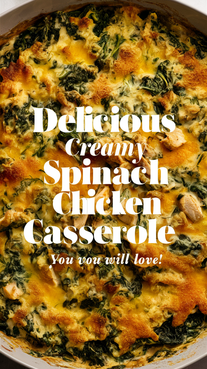 Spinach casserole recipe, Creamy chicken casserole, Spinach chicken bake, Cheesy spinach casserole, Chicken and spinach dish