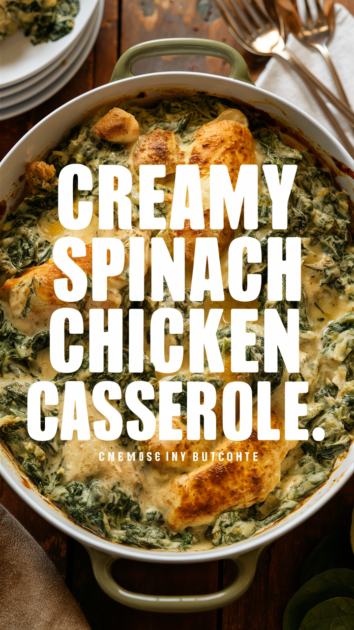 Spinach casserole recipe, Creamy chicken casserole, Spinach chicken bake, Cheesy spinach casserole, Chicken and spinach dish