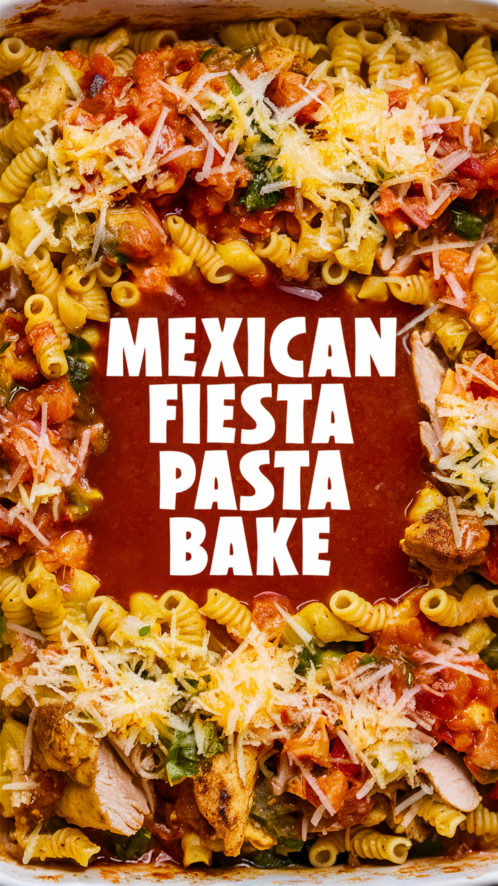 Mexican pasta recipe, Fiesta pasta bake, Mexican dinner idea, Mexican pasta casserole, Spicy Mexican pasta