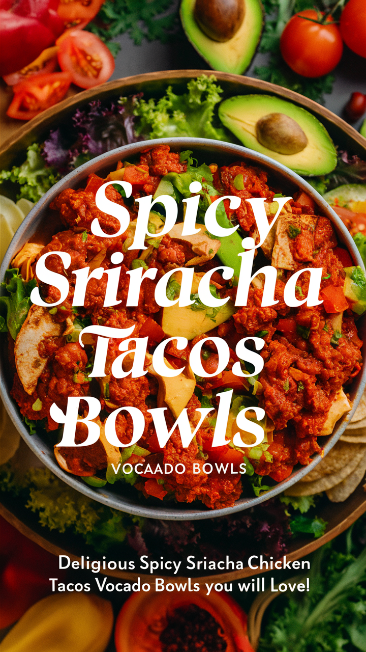 Spicy chicken tacos, Sriracha chicken, Avocado bowls, Spicy Sriracha, Chicken avocado