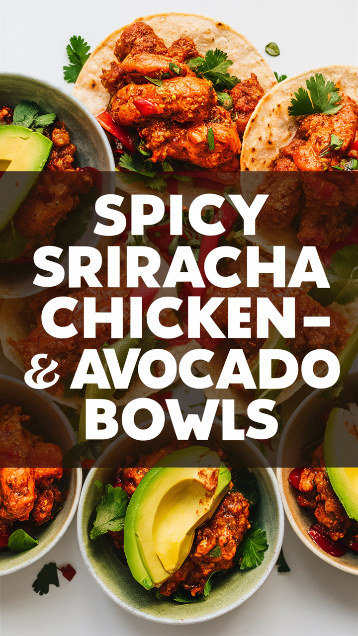 Spicy chicken tacos, Sriracha chicken, Avocado bowls, Spicy Sriracha, Chicken avocado