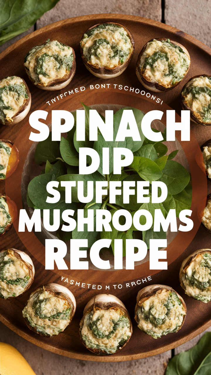 Spinach Dip Stuffed Mushrooms, Creamy Spinach Stuffed Mushrooms, Cheesy Spinach Dip, Spinach and Cheese Stuffed Mushrooms, Savory Spinach Dip