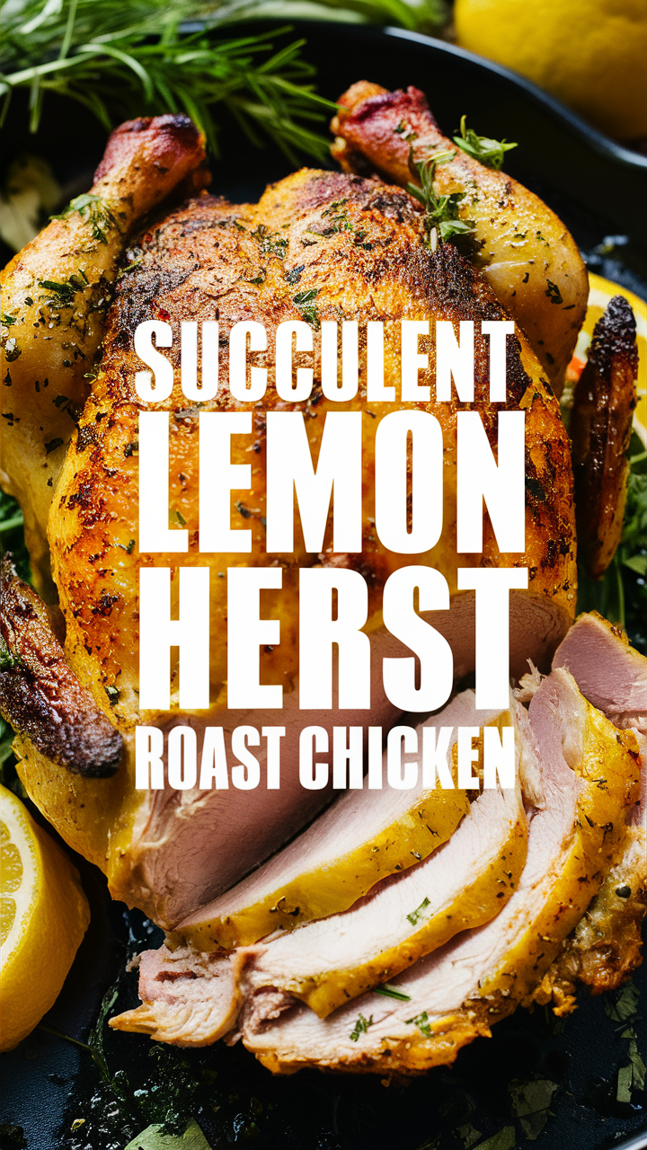 Lemon herb chicken, Roast chicken recipe, Citrus herb roast, Easy roast chicken, Lemon herb marinade