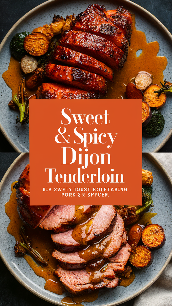 Sweet and Spicy Pork Tenderloin, Honey Dijon Pork, Pork Tenderloin Recipe, Honey Dijon Glazed Pork, Pork Tenderloin Marinade