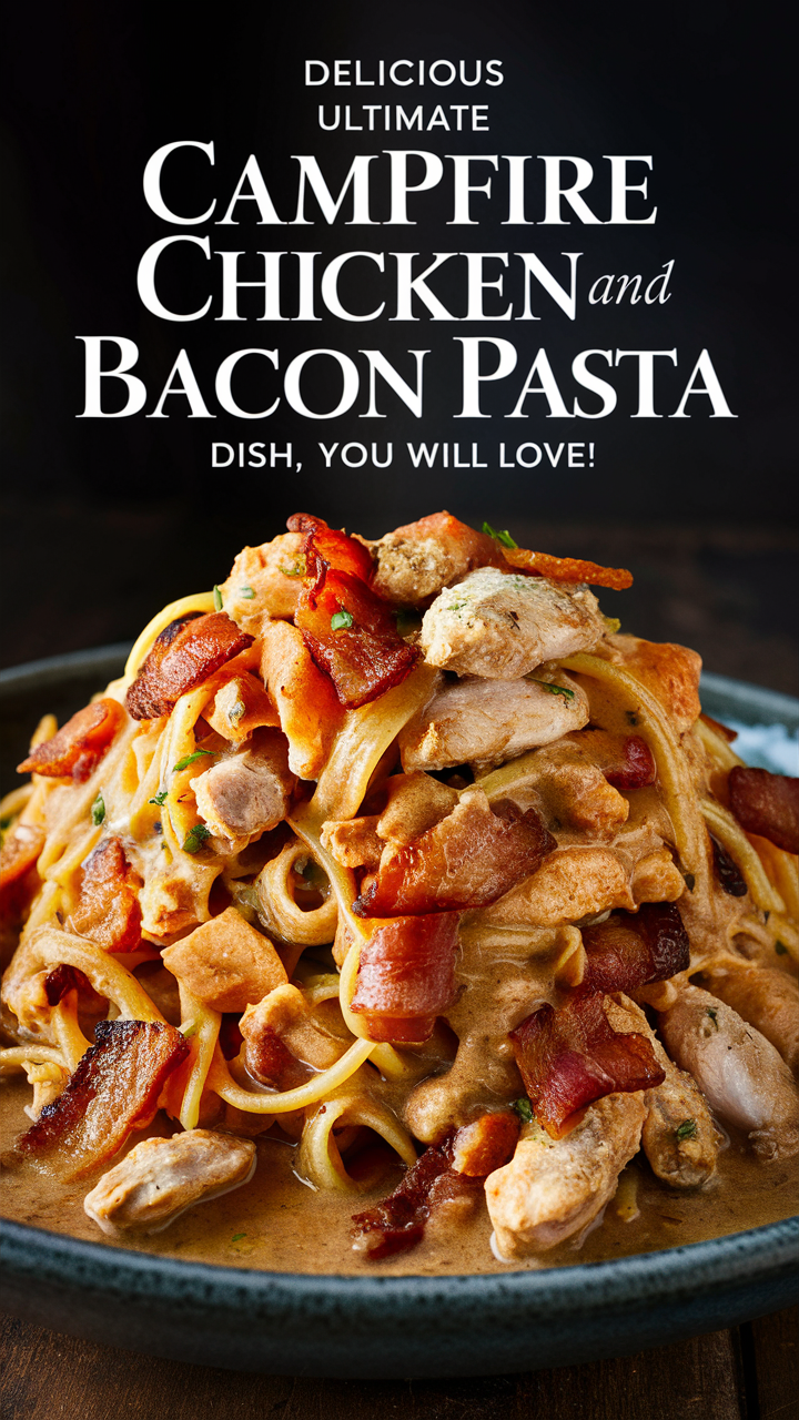 Chicken bacon pasta, Campfire cooking recipes, One pot campfire recipes, Outdoor cooking ideas, Campfire meals
