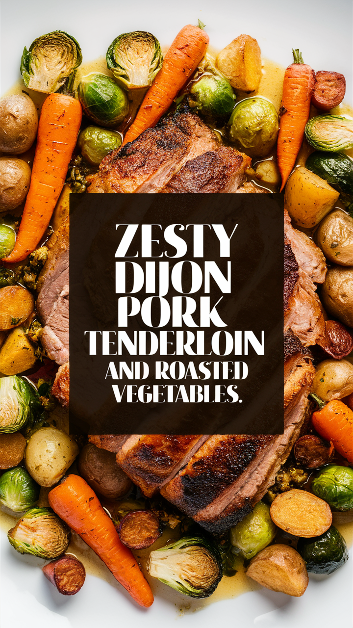 Pork tenderloin recipe, Dijon mustard, Roasted vegetables, Easy dinner recipe, Healthy dinner option