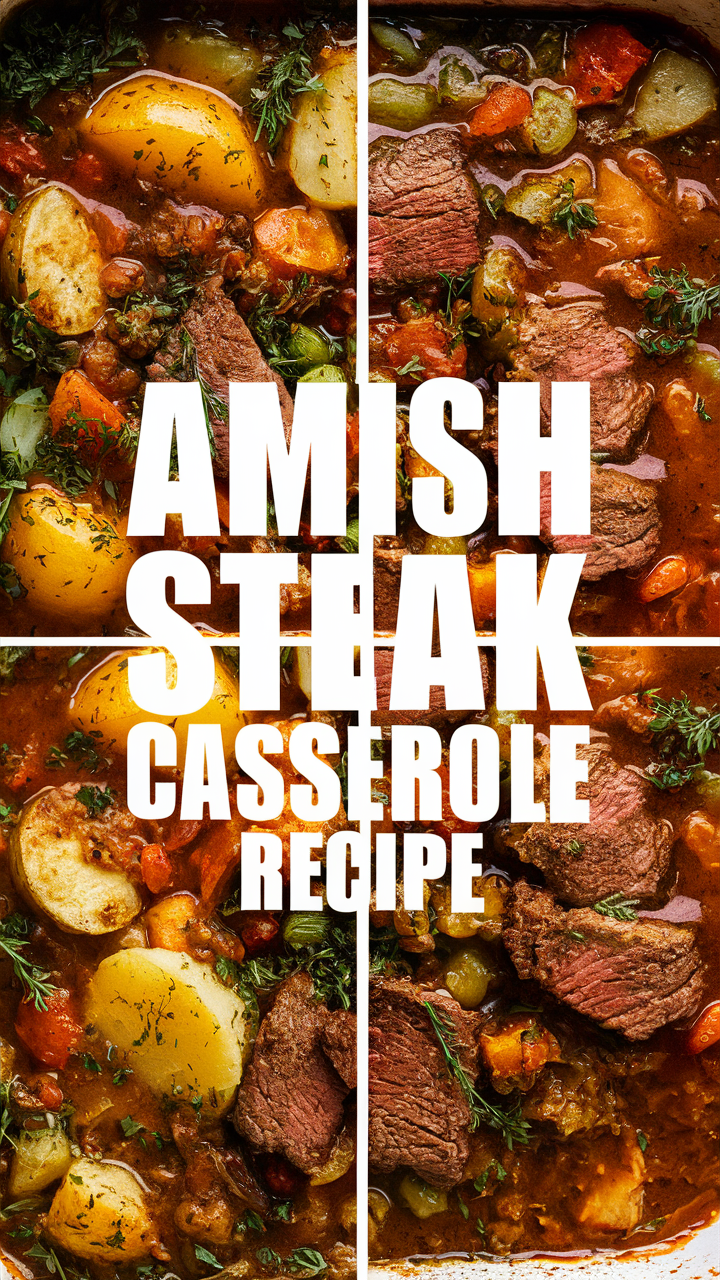 Amish-style steak casserole, 
Amish beef casserole, 
easy steak casserole, 
hearty Amish casserole, 
Amish cheese steak casseroles