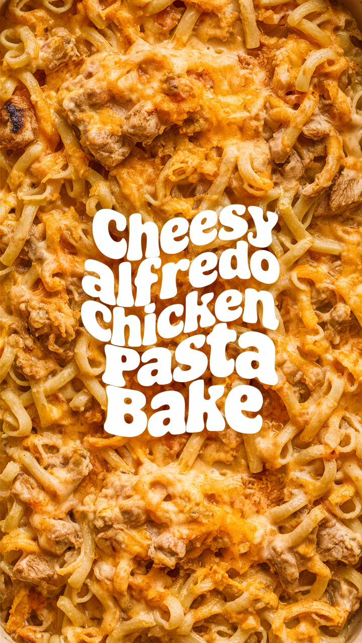 Cheesy Alfredo Chicken Pasta Bake, Chicken Alfredo bake, Alfredo chicken pasta bake, Creamy chicken alfredo casserole, Baked alfredo chicken pasta
