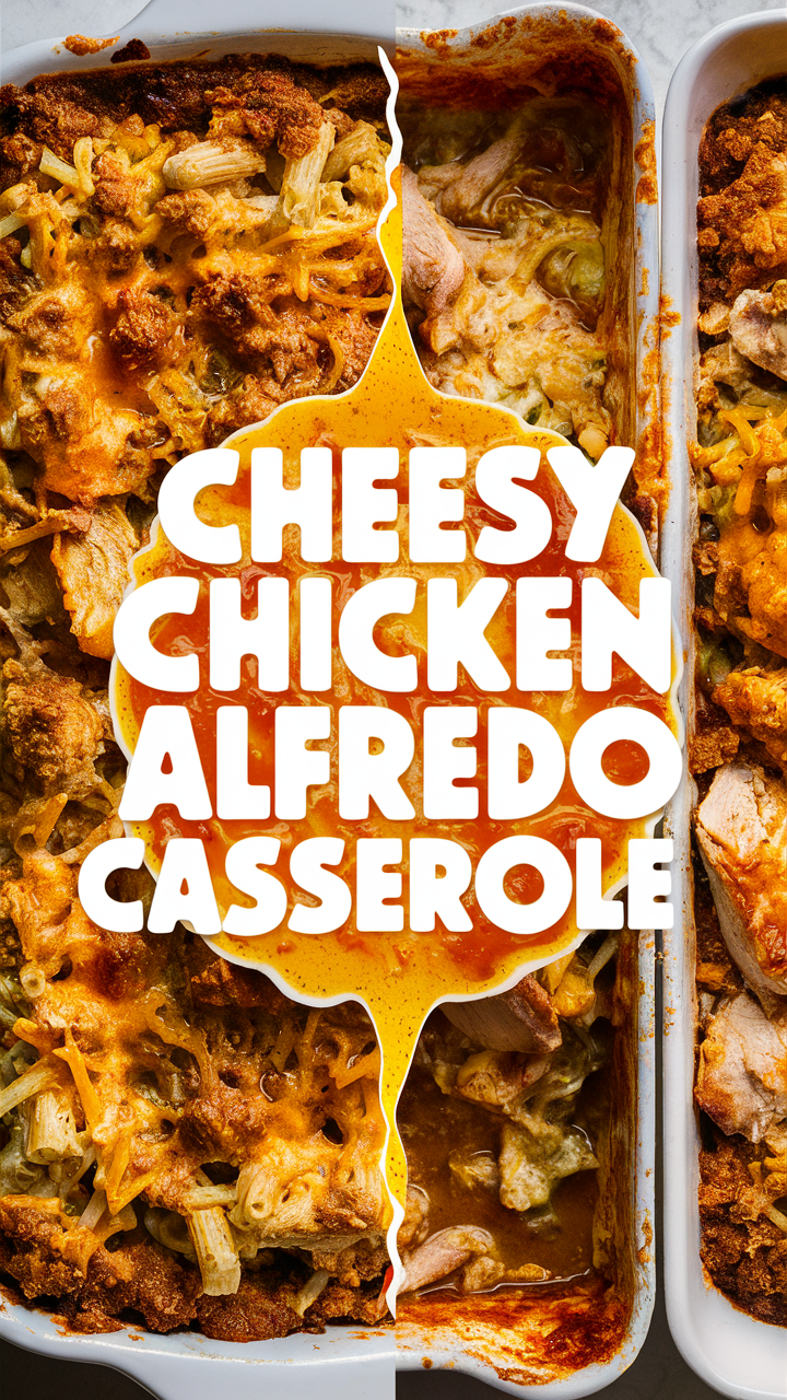 Cheesy Chicken Alfredo Casserole, Chicken Alfredo bake, Cheesy Alfredo Casserole, Chicken Alfredo casserole recipe, Alfredo chicken bake