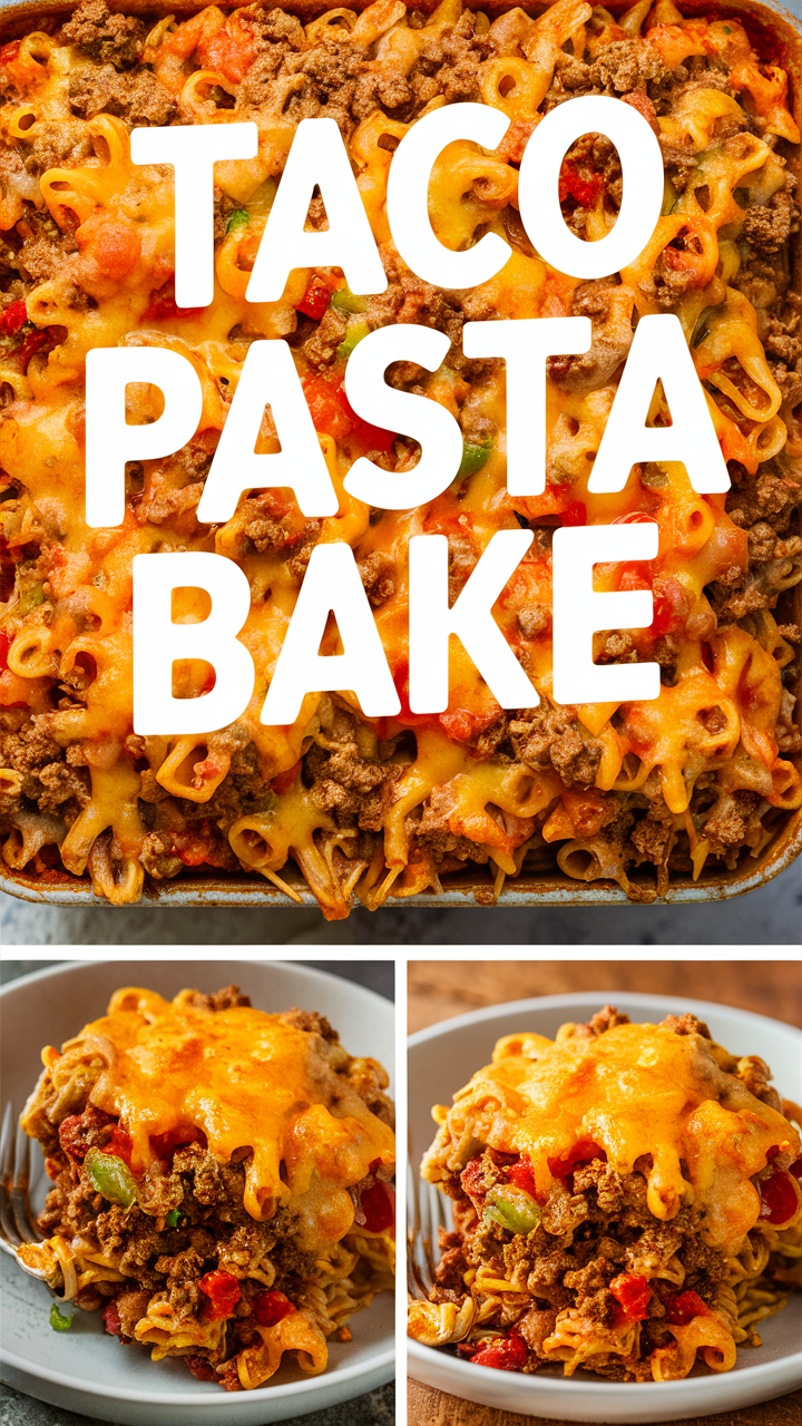Cheesy taco casserole, Creamy taco pasta, Baked taco pasta, Cheesy taco macaroni, Taco bake casserole