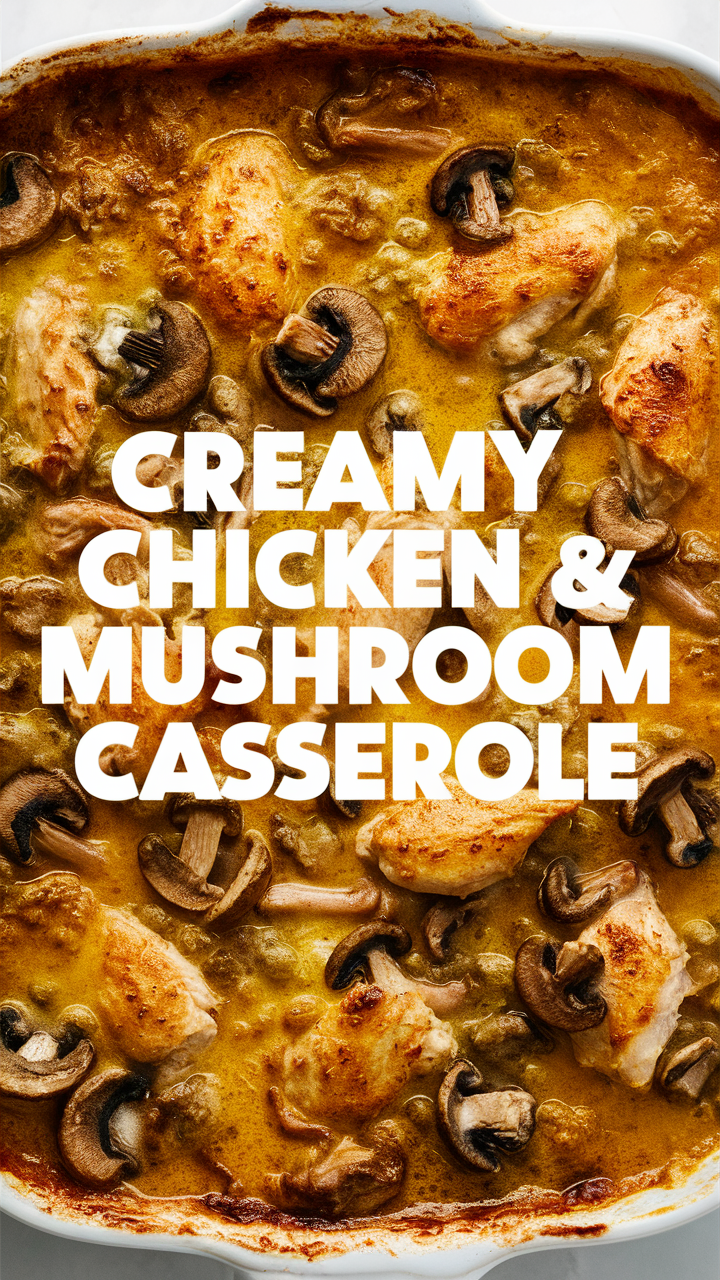 Creamy chicken casserole, Mushroom casserole, Chicken casserole recipe, Creamy chicken recipe, Mushroom and chicken casserole