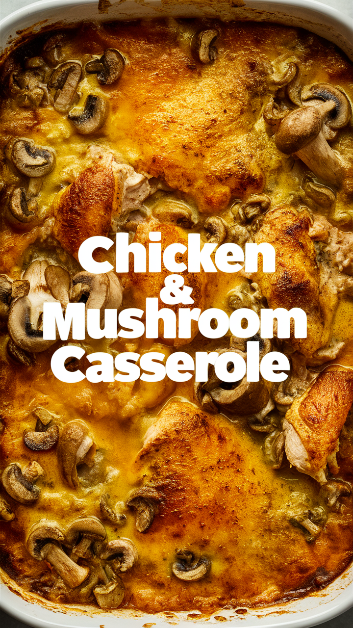 Chicken casserole recipe, Creamy mushroom chicken, Easy chicken casserole, Mushroom casserole recipe, Homemade creamy chicken