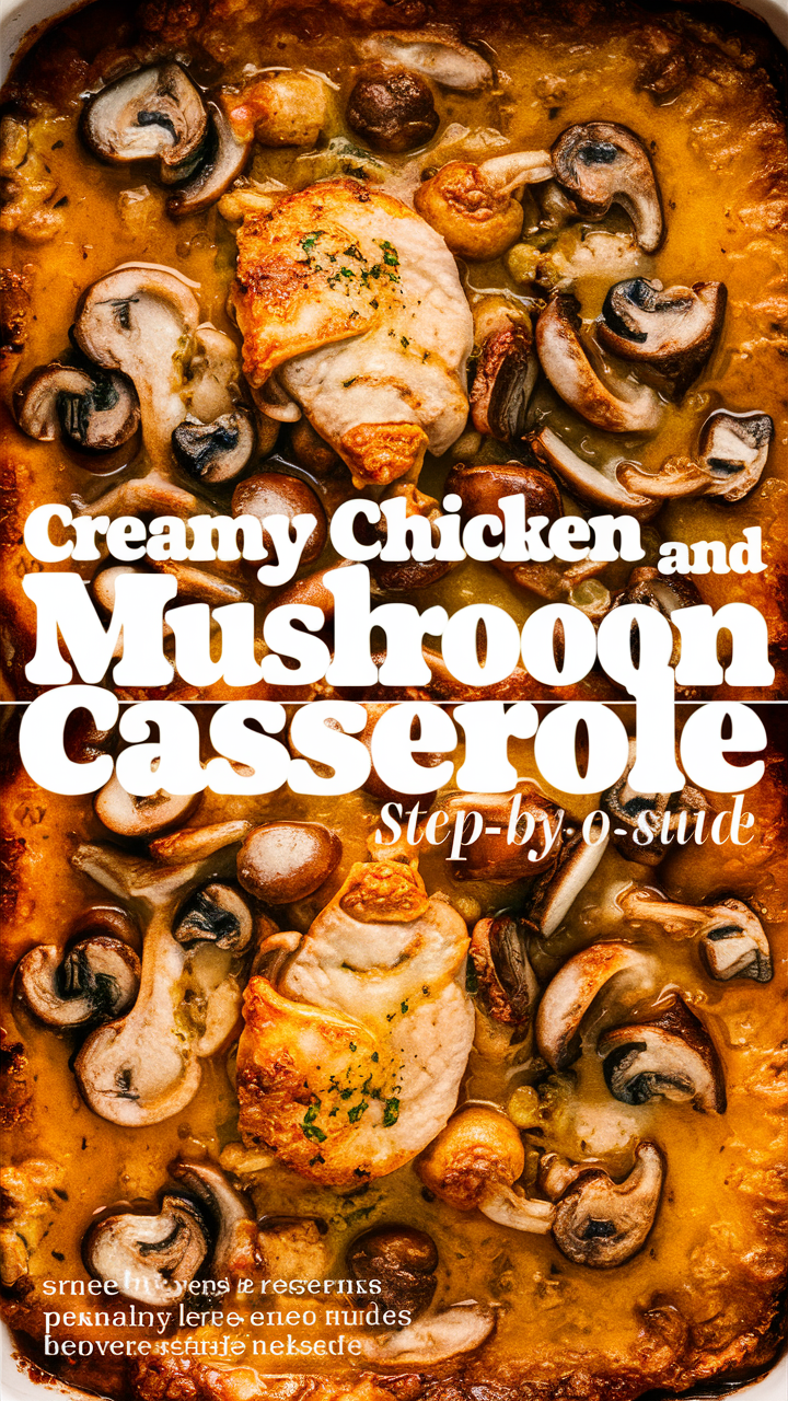 Creamy chicken casserole, Mushroom casserole, Chicken and mushroom bake, Casserole with chicken, Creamy chicken bake
