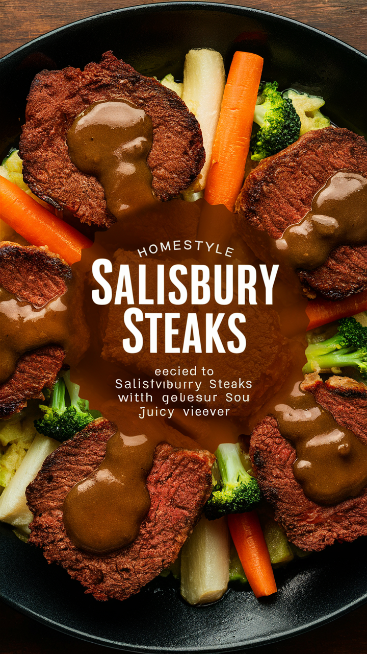 Beefy Salisbury Steaks, Salisbury Steak Recipe, Homemade Salisbury Steak, Ground Beef Salisbury Steak, Classic Salisbury Steak