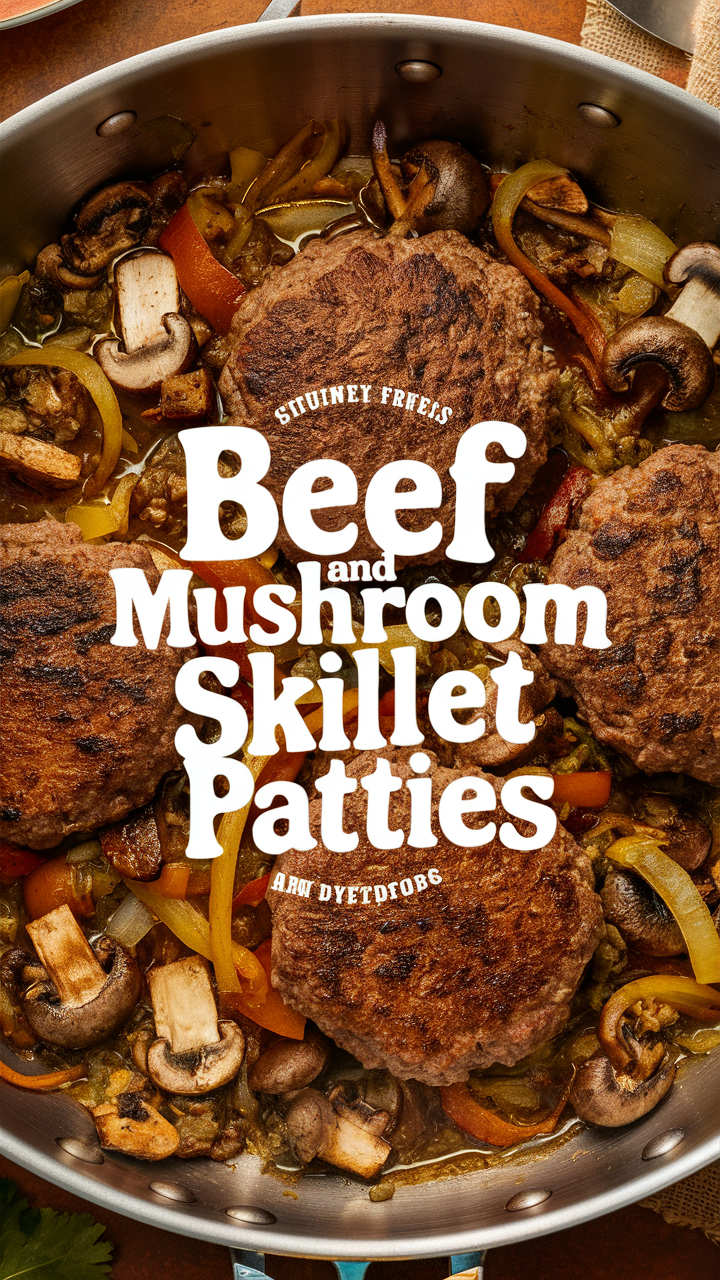 Beef patty recipe, Mushroom skillet dinner, Palate-pleasing beef dish, Homemade burger dish, Savory skillet meal