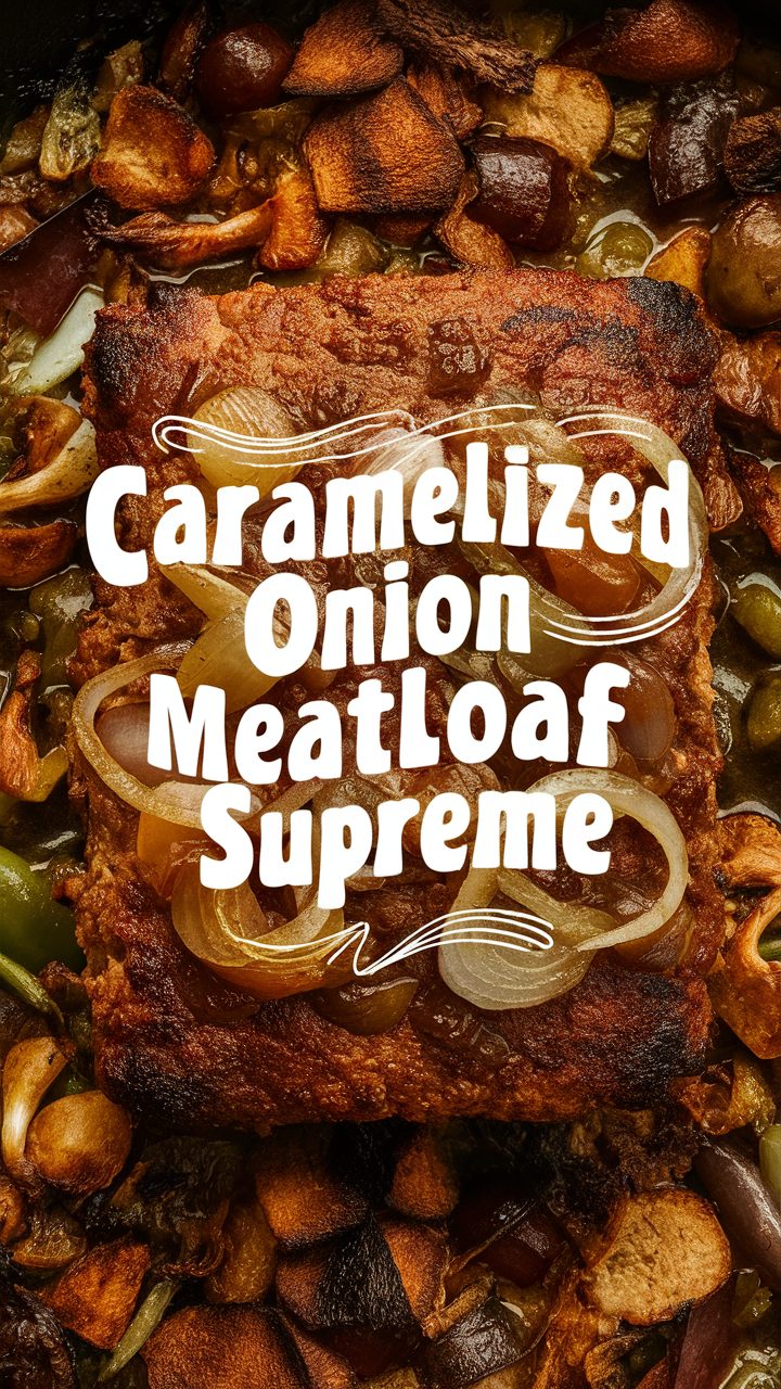 Caramelized onion meatloaf, savory meatloaf recipe, gourmet meatloaf, onion-centric dish, meatloaf with caramelized onions