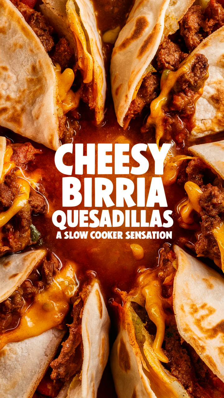 Cheesy quesadillas, Slow cooker recipes, Mexican cuisine, Birria tacos, Gourmet cooking
