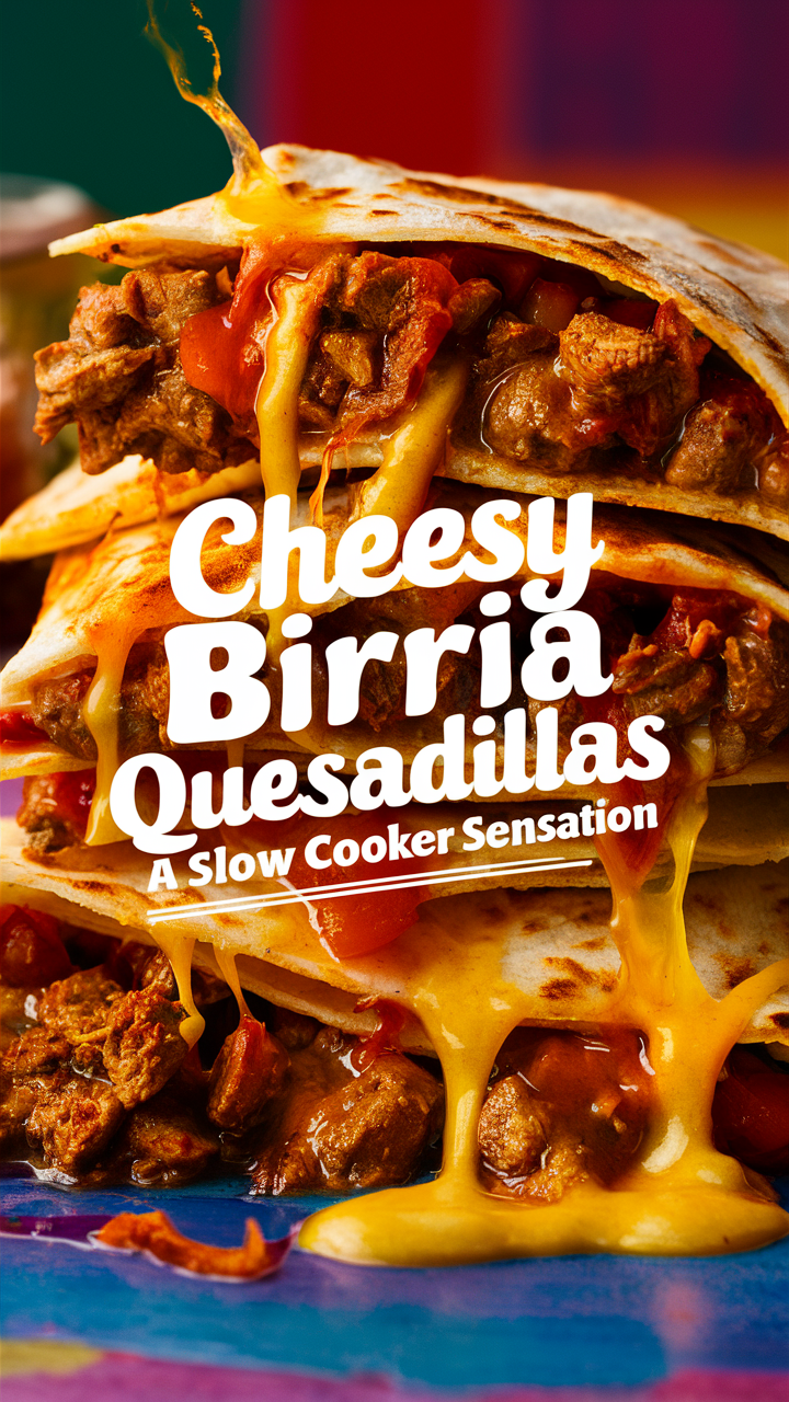 Cheesy quesadillas, Slow cooker recipes, Mexican cuisine, Birria tacos, Gourmet cooking