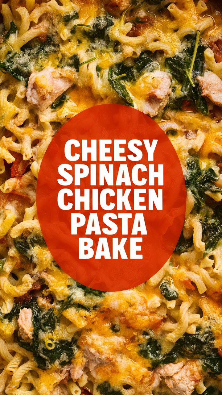 Chicken pasta bake, Spinach pasta bake, Cheesy chicken bake, Spinach chicken bake, Cheesy spinach bake