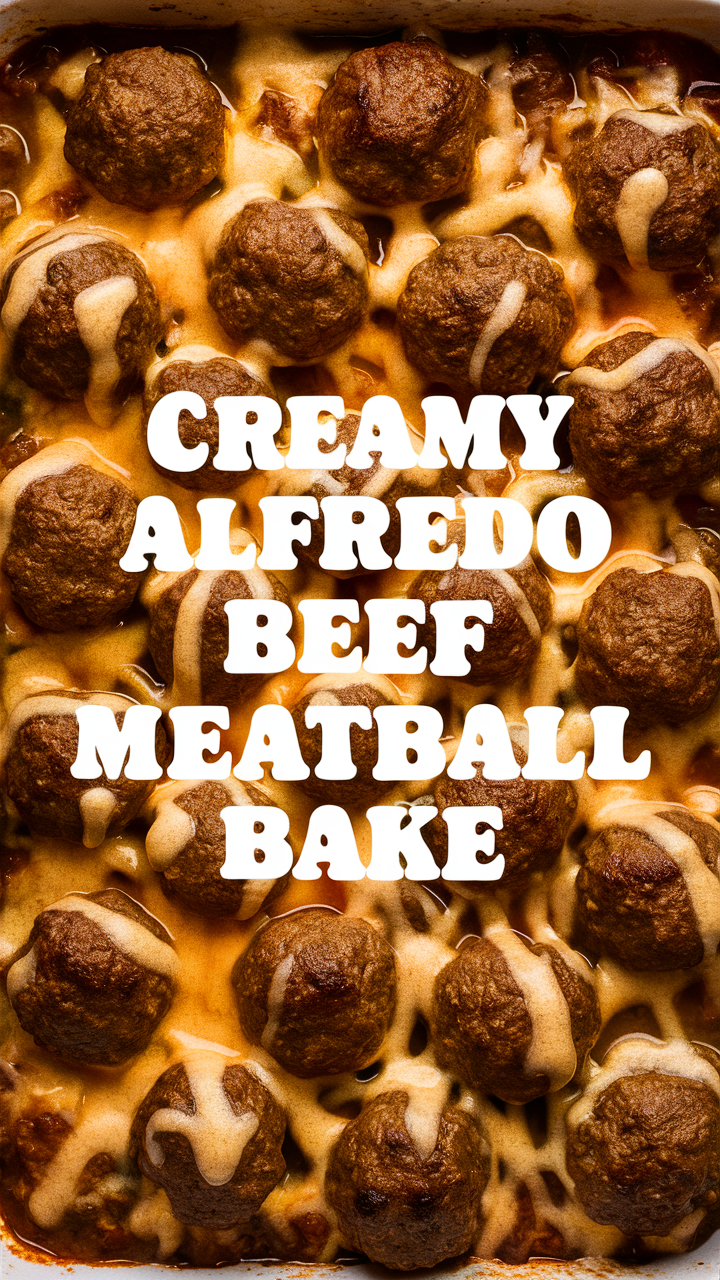 Creamy Alfredo meatball bake, Beef meatball casserole, Baked pasta with Alfredo sauce, Beef Alfredo casserole, Meatball bake recipe