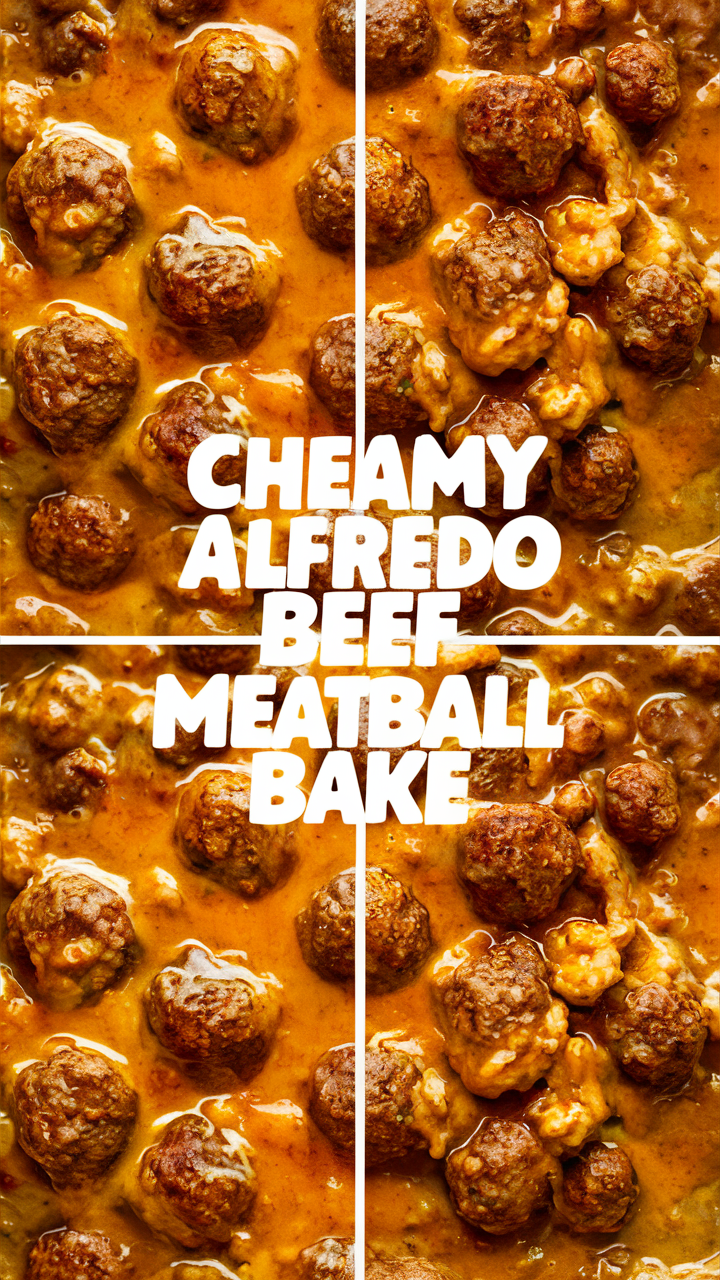 Creamy Alfredo meatball bake, Beef meatball casserole, Baked pasta with Alfredo sauce, Beef Alfredo casserole, Meatball bake recipe