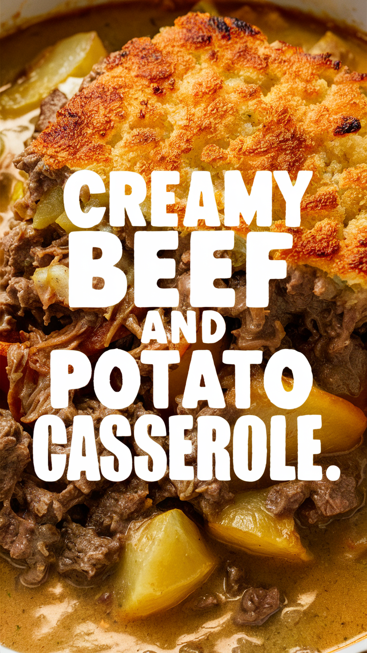 Beef casserole recipe, Potato casserole recipe, Creamy casserole dish, Beef and potato bake, Delicious casserole recipe