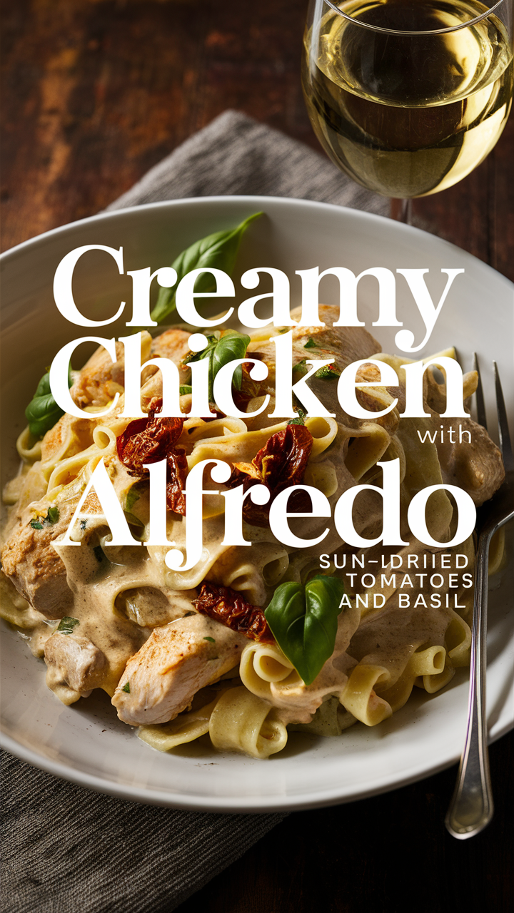 Creamy Chicken Alfredo, Alfredo with Sun-Dried Tomatoes, Chicken Alfredo Basil, Sun-Dried Tomatoes Creamy Chicken, Basil Chicken Alfredo