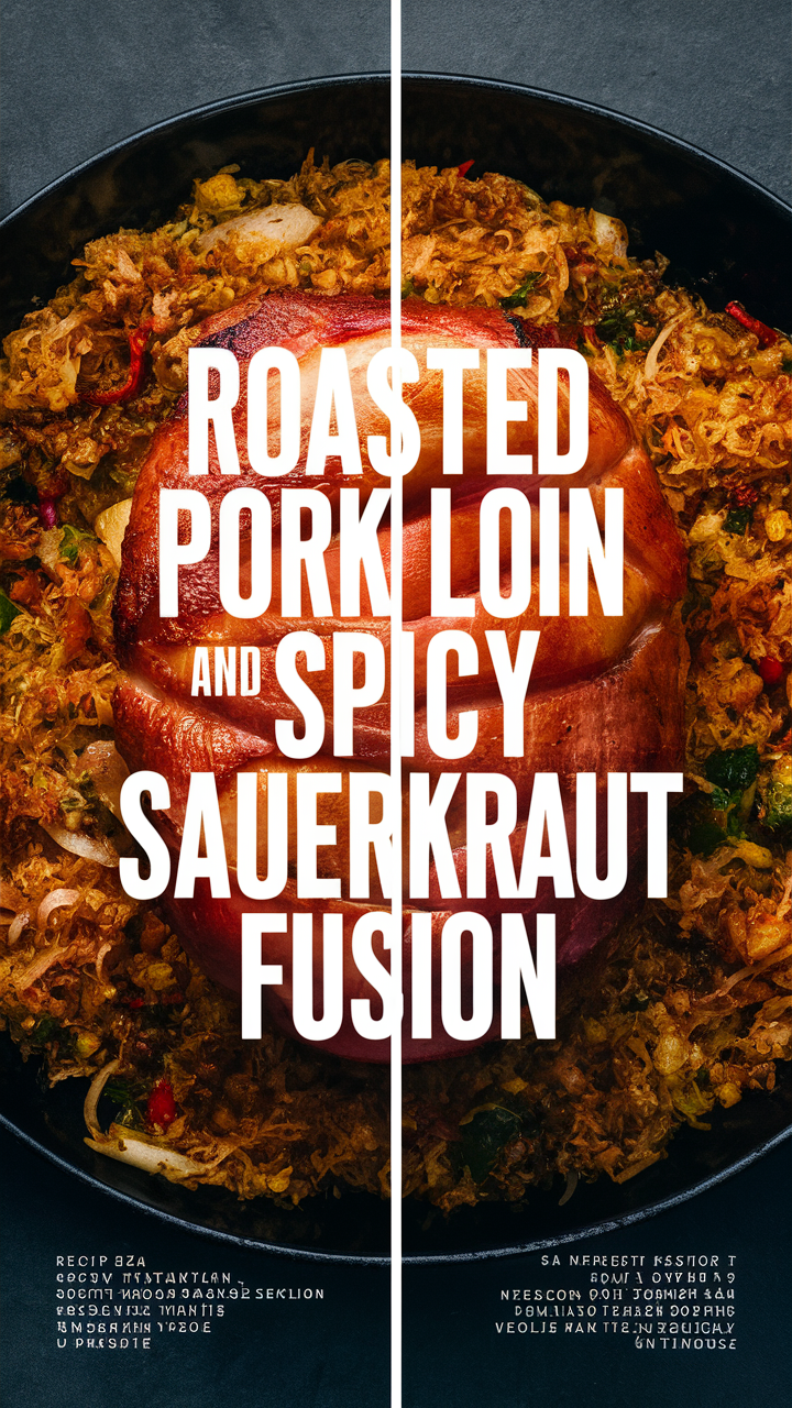 roast pork loin, 
spicy sauerkraut, 
pork loin recipe, 
spicy sauerkraut recipe, 
pork loin fusion
