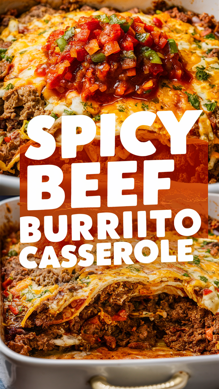 Beef casserole recipe, Mexican casserole dish, Spicy burrito bake, Casserole with ground beef, Homemade burrito casserole