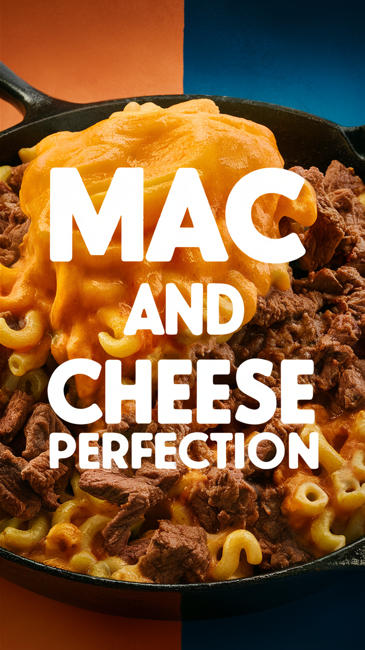 Creamy Mac and Cheese Skillet, Cheesy Beef Skillet, Gourmet Macaroni Skillet, Beef and Cheese Pasta Skillet, Savory Macaroni and Cheese Skillet