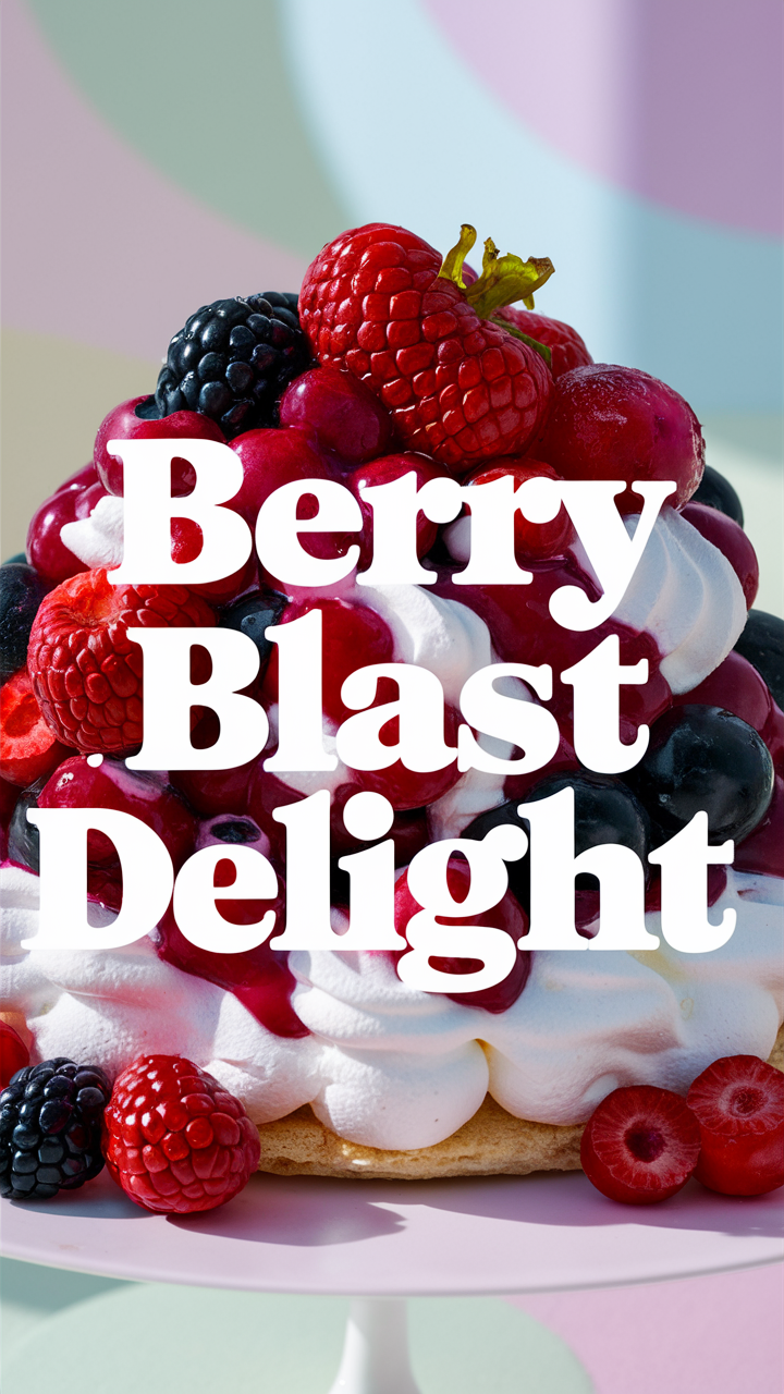 Berry blast dessert, Sweet berry treat, Juicy berry delight, Berry flavor explosion, Berry dessert indulgence