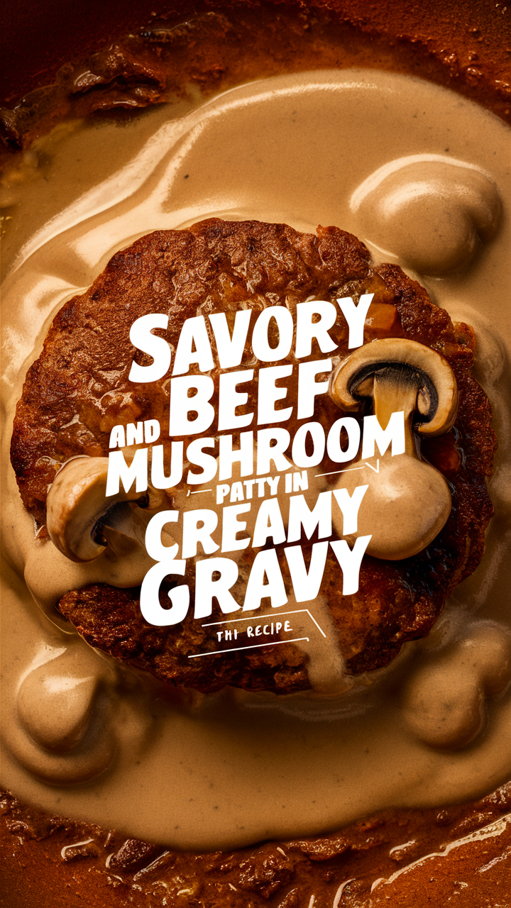 Savory beef patty, Mushroom in creamy gravy, Beef and mushroom dish, Creamy sauce, Meat and mushroom gravy